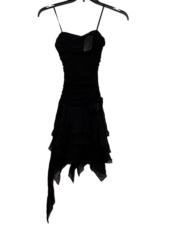 BCBG Max Azria Dresses & Skirts - BCBG Max Azria Black Layered Asymmetrical Hem Dress XS NWT